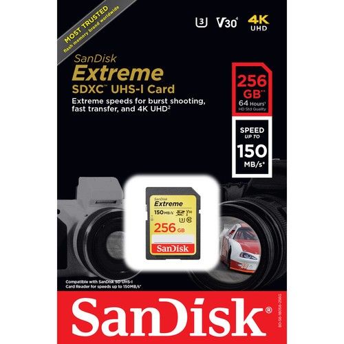 Карта памет SanDisk Extreme SDXC, 256 GB, V30, 150 MB/s