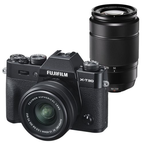 Aparat foto Mirrorless FUJIFILM kit X-T30 charcoal silver cu doua obiective XC15-45 si XF50-230