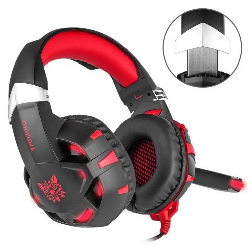 ONIKUMA K2 7.1 Surround Sound USB Gaming Headset, red