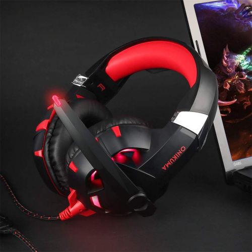 ONIKUMA K2 7.1 Surround Sound USB Gaming Headset, red