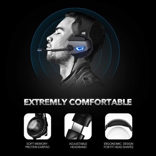 Onikuma K5 Gaming headset, zajszűrő mikrofonnal, stereo fejhallgató, PS4/xbox/pc, szürke