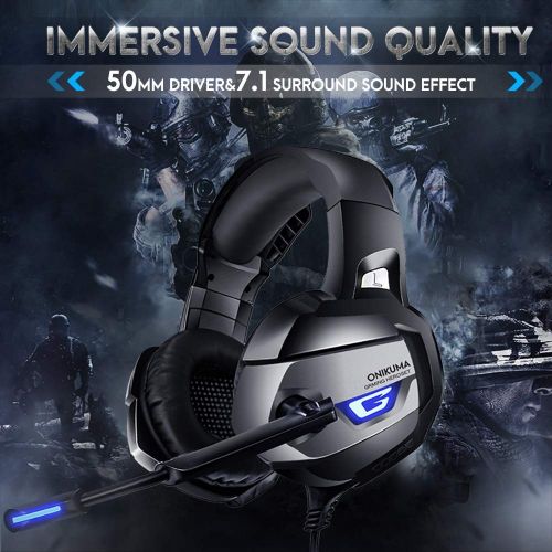 Onikuma K5 Gaming headset, zajszűrő mikrofonnal, stereo fejhallgató, PS4/xbox/pc, szürke