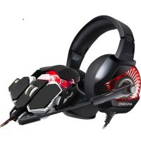 Pachet casti gaming stereo K6 Red+mouse Akyta 3802