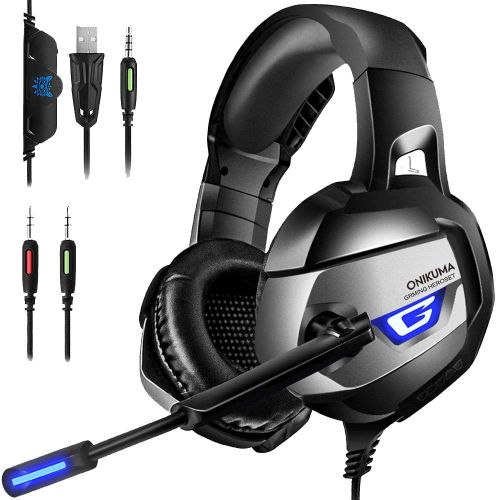 Onikuma K5 Gaming headset, zajszűrő mikrofonnal, stereo fejhallgató, PS4/xbox/pc, szürke