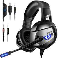 Onikuma K5 Gaming headset, zajszűrő mikrofonnal, stereo fejhallgató, PS4/xbox/pc, szürke