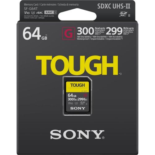 Card de memorie Sony SDXC Tough Professional, 64GB, UHS-II, Class 10, R300MB/s, W300MB/s