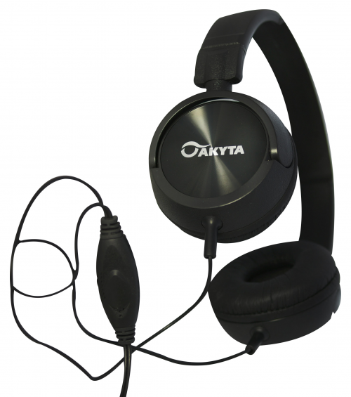 Casti audio cu banda Akyta AC-9036, cu microfon, negru