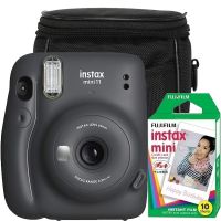 Fujifilm Instax Mini 11 Instant Camera - Charcoal Gray+10 mini instant film +camera bag