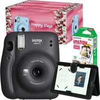 Fujifilm Instax Mini 11 Instant Camera - Charcoal Gray+10 mini instant film +gift box+photo frame bundle pack