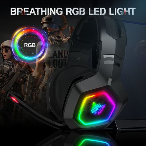 Onikuma K10 gamin fejhallgató, színes LED, sztereó hangzás, zajszűrő mikrofon, PS4/xbox/pc headset