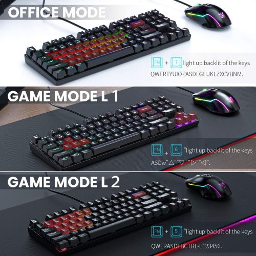 Bundle Gaming mechanical keyboards RGB G26, 89 key + mouse RGB CW905 6400 DPI