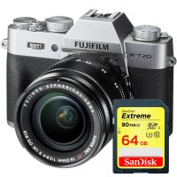 Camera foto mirrorless Fujifilm X-T20 Silver+ obiectiv XF18-55+ card 64GB