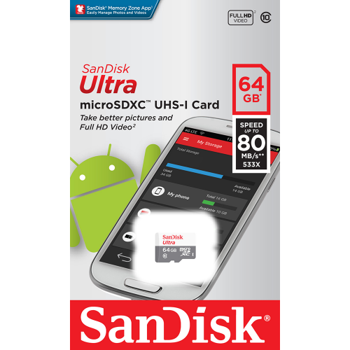 Card de memorie SanDisk Micro SD, 64GB, Class 10