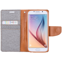 Husa de protectie Goospery Canvas Diary Samsung S6 Grey Camel